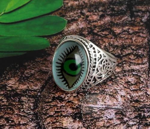 Waama Jewels Oval Shape Eye Design Silver Ring for Men & Boys