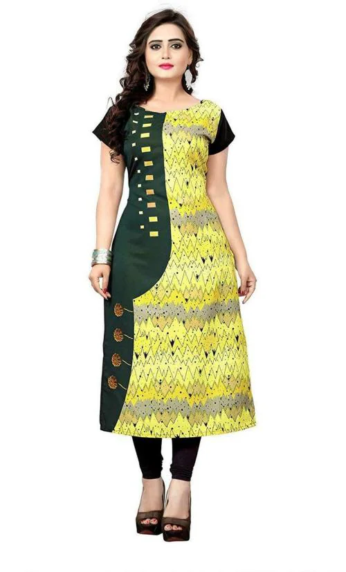 SHREE INFINITY EXPORT Women Multicolor Solid Crepe A-Line Kurta