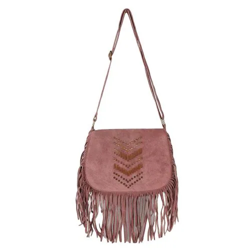 ANTIN Rose Genuine Suede Leather Fringed Sling Bag Shoulder Bag