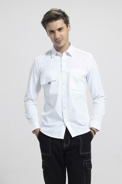SNITCH Double Patch Pocket White Shirt Mens Shirt