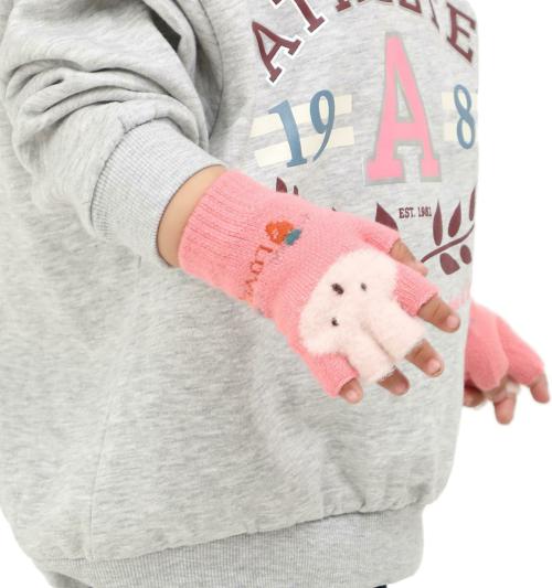 Twinklebuds Unisex Pink Self Design Cotton Blend Gloves (1-2 Years)