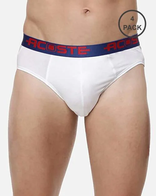 Ramraj Cotton Men White Cotton Solid Briefs Pack of 4