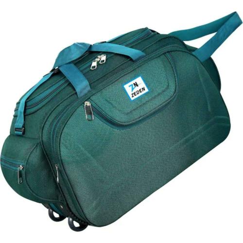 Zeden Dark Green Nylon Duffel Bag With Wheels 65 L