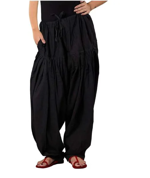 Imago Black Cotton Patiala Salwar Pant For Women ( Free size Upto 48)
