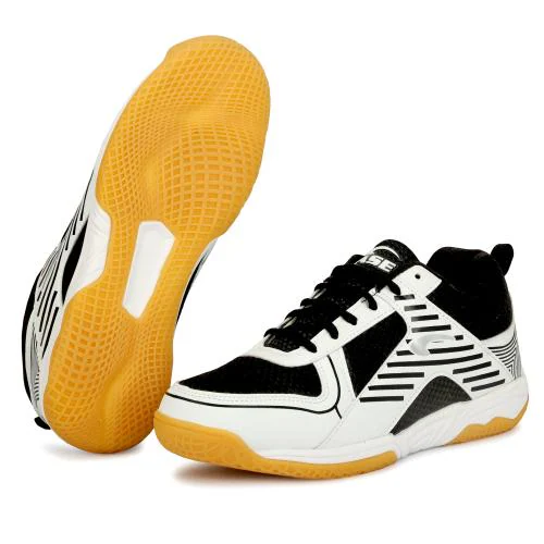 ASE Badminton Shoes Dominant - Lightweight and Durable White Shoes for Badminton, Squash, Table Tennis, Volleyball (Non-Marking Sole, TRU Cushion, Synchro-Fit Insole, Toe Assist Shape, Hexa Grip)
