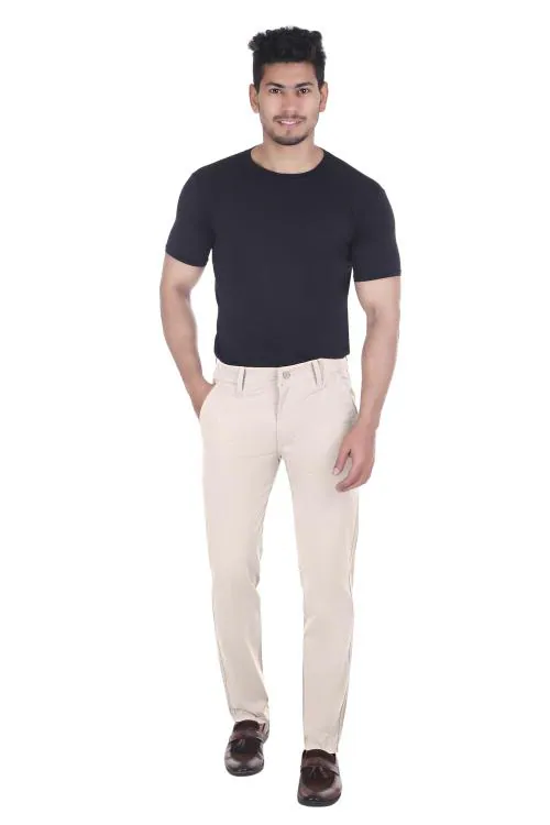 ZOOPLEX Men chinos Causal Cotton Pants Colour Cream Size 34