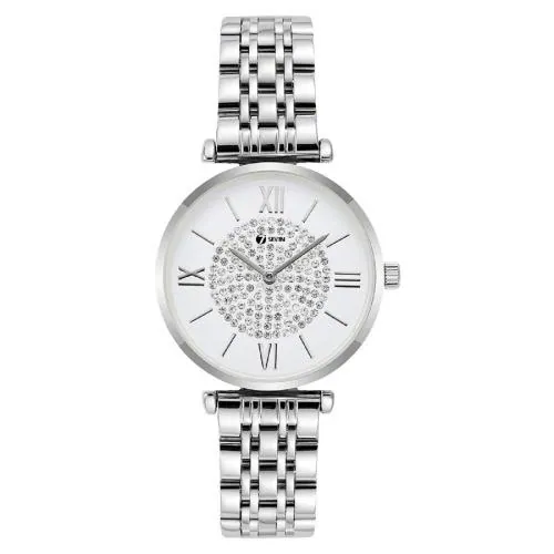 7Seven Fashion Analogue Women's and Girl's Watch (White Dial Gold Colored Strap)