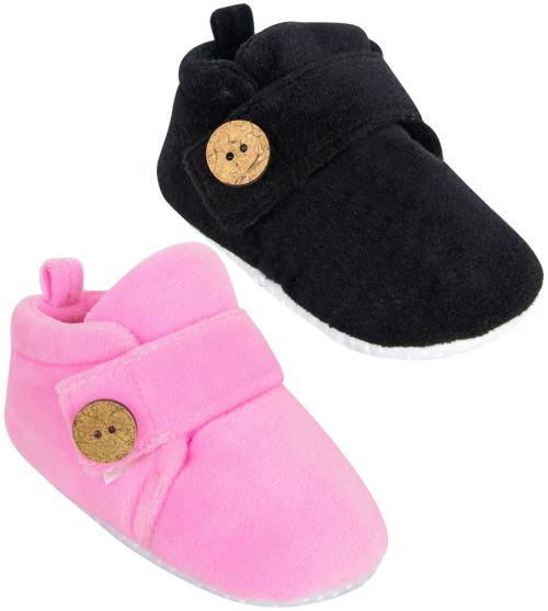 Neska Moda set of 2 pair baby boys & baby girls 9 To 12 months velvet velcro Booties