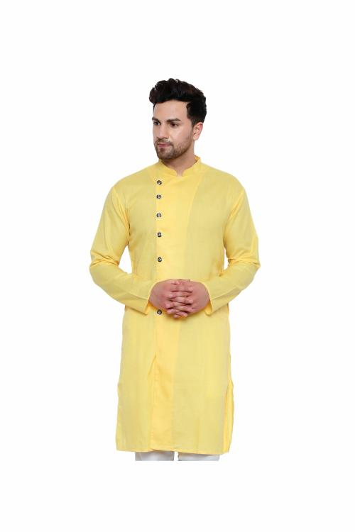 ONNIX Men's Yellow Stylish Kurta, Designer Kurta, Pure Cotton Kurta For Men