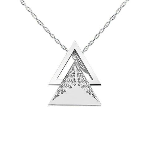 Lilu Jewels Pure 925 Sterling Silver Beautiful Triangle Cubic Zirconia Stone Pendant Necklace with 18 inch Chain for Girls and Women
