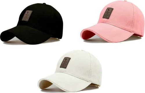 Babji Black,Pink,White Ediko Baseball Sports Cap (Pack of 3)