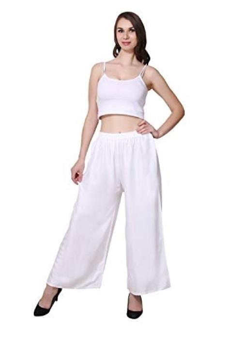 PARUL TEXTILE INDUSTRY Straight Wide Leg Comfortable Palazzo Trouser Pants for Women Parallel Summer Ethnic Wear Pure Cotton Cambric Full Elastic Waistband