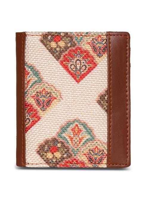 Zouk White Printed Single Sided Sleek Wallet for Men and Women