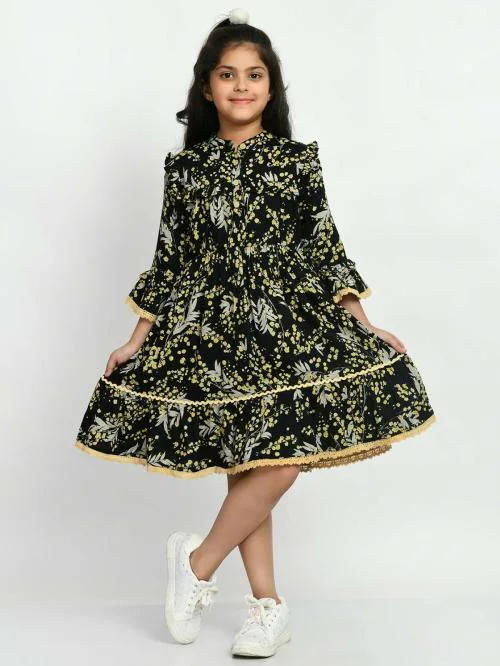 Bella Moda Girls Casual printed Dress 100% Cotton