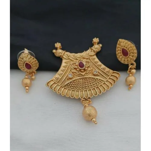 SMARANA Brass Mangalsutra Pendant with Earrings Set for Women