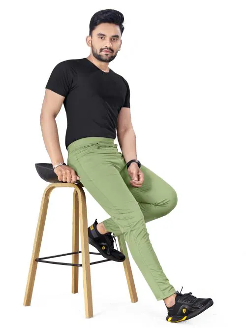Alvino Men's Solid Stretchable Lycra Regular Fit Track Pant Light Green XL