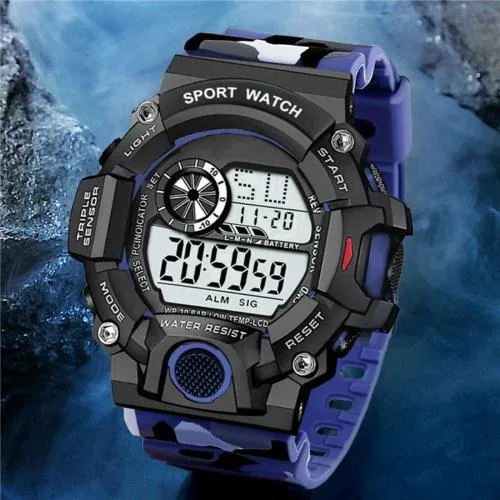 IIK Collection Army Design Strap Multi-Functional Backlight Digital Dial Sports Watch for Men & Boy -(IIK-DG-012-Blue)
