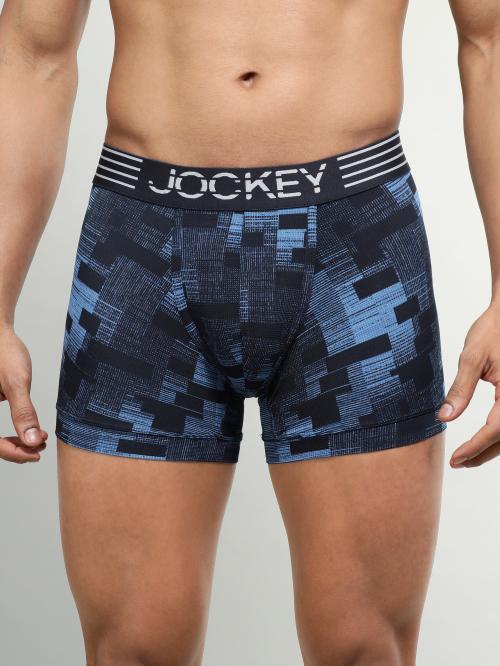 jockey Men Blue Nylon Blend Solid Trunks
