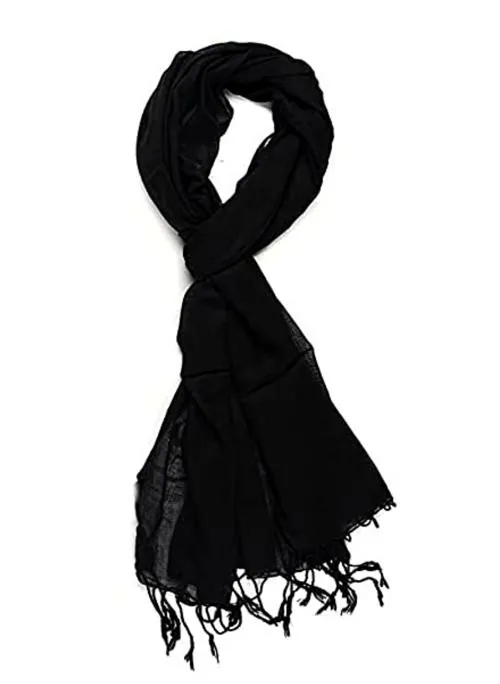 Digiom Rayon Black Stole for Women and Men Unisex Casual Wear Latest Plain and Soft Stole for Girls and Boys (28x72 inches)