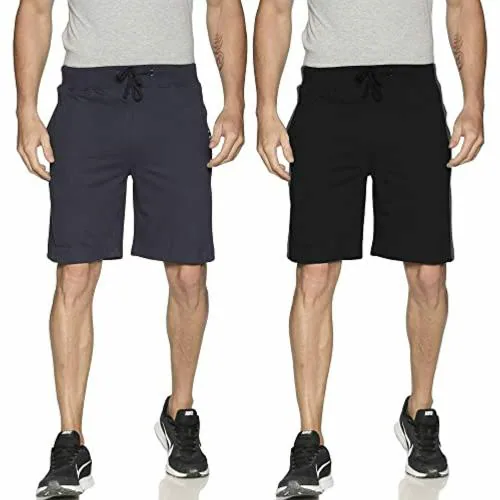 Blue Tyga Unisex Navy and Black Cotton Shorts - XXL (Pack of 2)