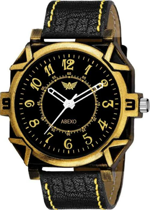 Abrexo Analog Black Dial Black Strap Watch For Men