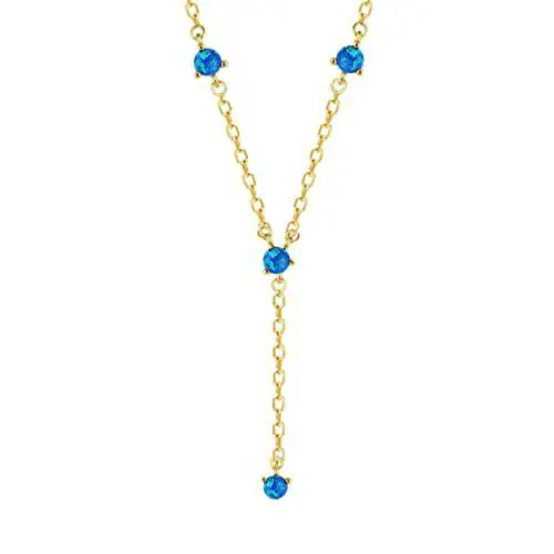 Giva Sterling Silver Golden Blue Y- Necklace For Women