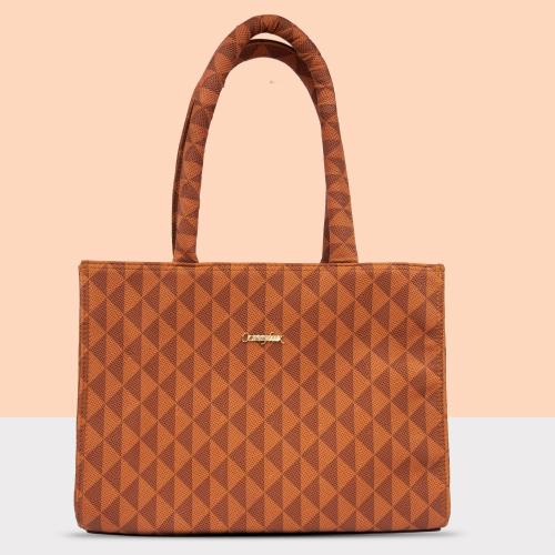 Carrylux Spacious Tote Handbag Shoulder Bag For Women With Embossed Geometric Print