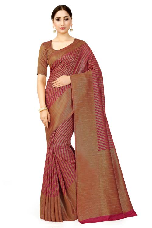 Mimosa Patola style Art Silk saree Color: Maroon (4569-2524-SD-GAJJ)
