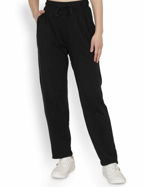 Averno Women Black Solid Cotton Casual Lounge Pant Or Payjama (S)