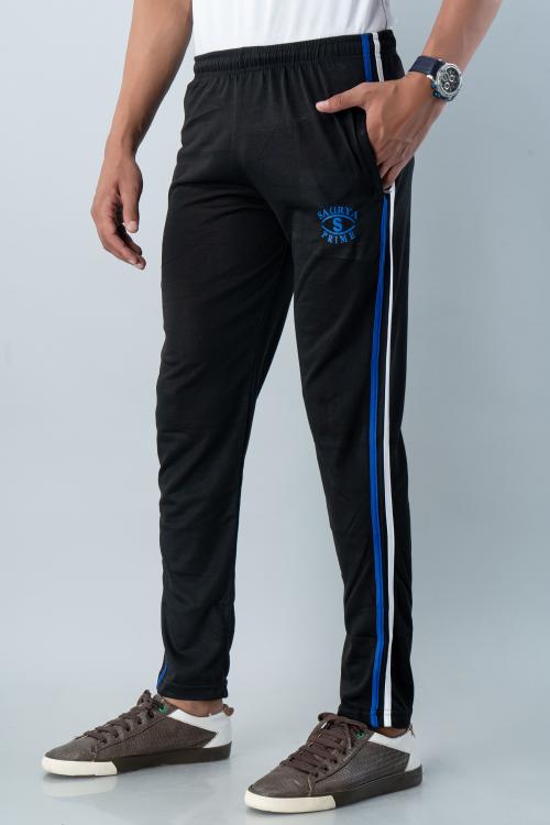 MEN COTTON BLEND TRACK PANT - BLACK