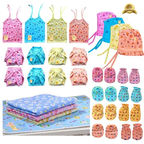 Aantic New Born Baby Care Cloth Set Combo (Set Of 28) Random Print (Multicolor)