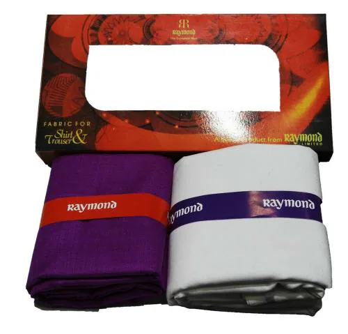 Raymond Solid Pc-Cotton Pink Shirt & White Trouser Fabric in Window Box Packing (Shirt-2.25 m, Pant-1.20 m) R-Onyx-52