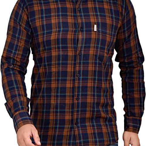 Marc Laurent Men Brown Checkered Cotton Blend Casual Shirt (XL)