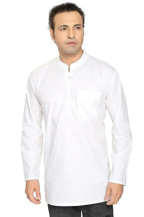 ARCHATTIRE Men White Cotton Designer Short Kurta (4XL)