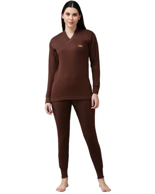 LUX COTT'S WOOL Women's Black Solid Cotton Blend Thermal Set