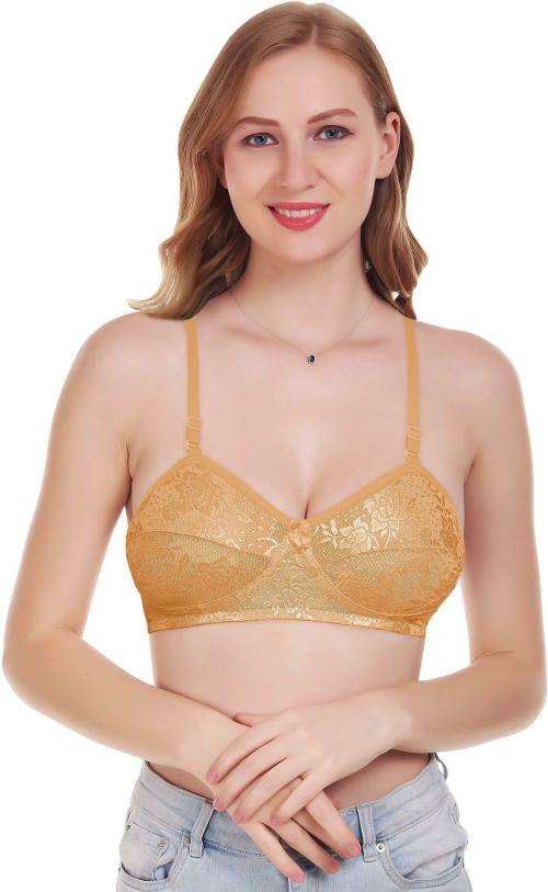 Featherline Women Beige Lace Bralette (38B)