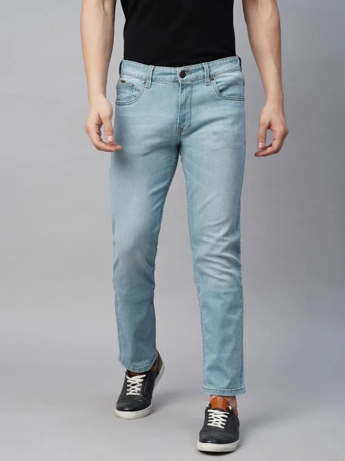 Blue Buddha Men's Light Blue Straight Fit Solid Denim Jeans-221211141