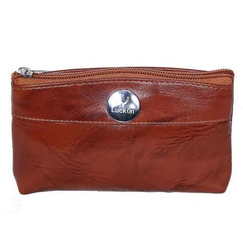 LuckOn Tan Leather Hand Coin Purse