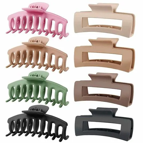 Akashkrishna 6pcs Big Hair Claw Clips Clutcher Neutral Colors Hair Clips For Women Thick Hair Nonslip Jumbo Claws Combo Pack (MULTICOLOR)