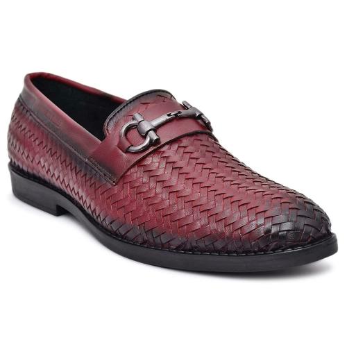 Paul Oliver Mens 100 Percentage Pure Leather Loafer Flat Casual Shoes (Cherry Red) size 8 UK