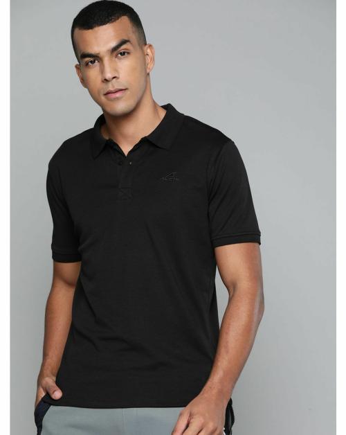 Buy ALCIS Men Solid Black Polo T-Shirt Online at Best Prices in India ...