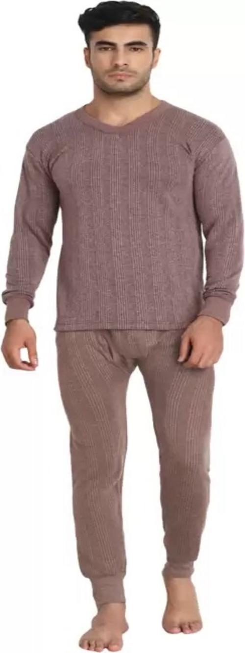 Titzzcov Men Winter Thermal Top and Pajama Set, Full Sleevess Boys Inner Wear Set, Men Winter Wear Set, Boys Body Warmer Set (Brown _ XXXX-Large)