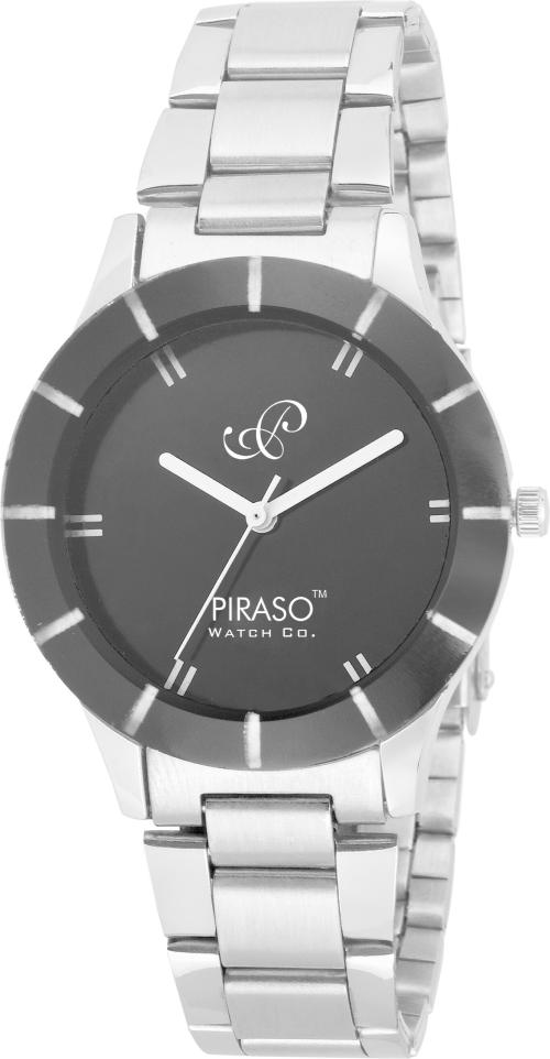 PIRASO DECKER Analog Black Dial Silver Strap Watch for Women