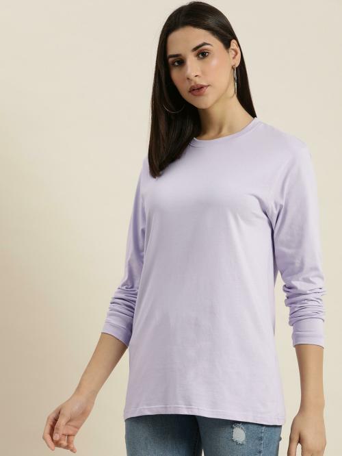 Dillinger Lavender Solid Oversized T-shirt