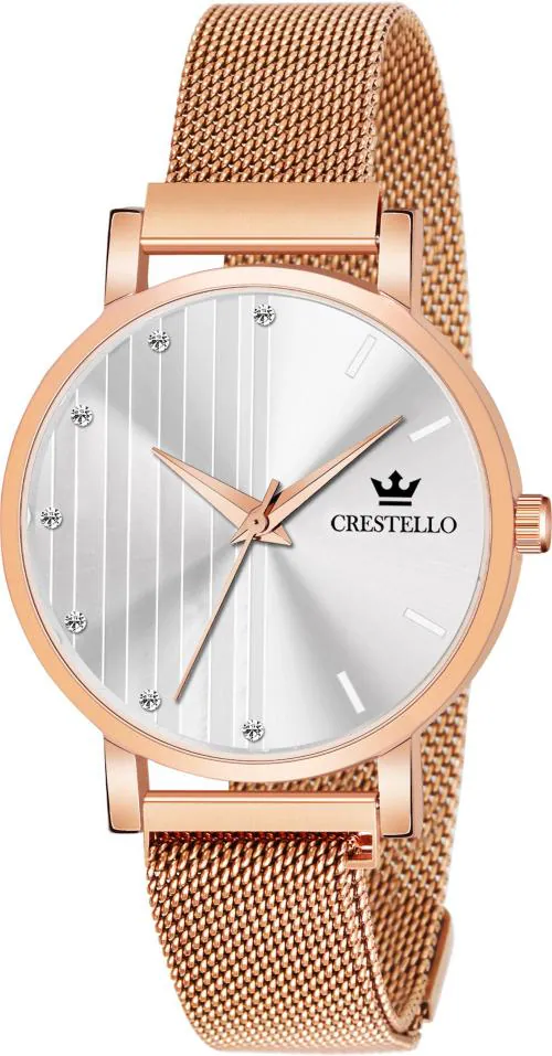 Crestello Analog White Watch For Women (Cr-Rg103Wht-Rgch)