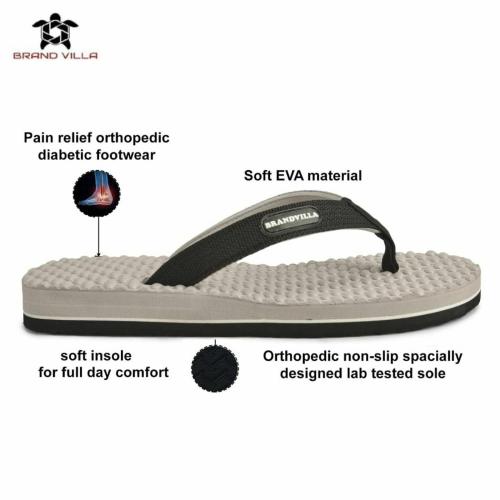 BRAND VILLA Brandvilla Doctor Slippers For Men Gents Daily Use Light Weight/Health/Ortho Care/Orthopedic/Diabetic/Antiskid/Acupressure/Pain Relief/Comfortable/Dr Sole Footwear/Home Chappal/Flip Flops SIZE 8 UK (TAN)