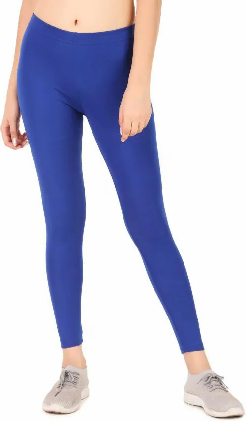 Buy CO COLORS Women Blue Solid Lycra Blend Legging XXL Online at Best