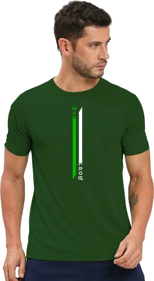 MADFROG Men Pine Green Graphic Polyester Round Neck Tshirt (L)