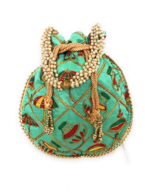 Stylish Women's & Girl's Embroidery Designer Multi-color Potli Bag