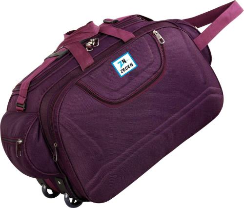 Zeden Purple Nylon Duffel Bag With Wheels 65 L